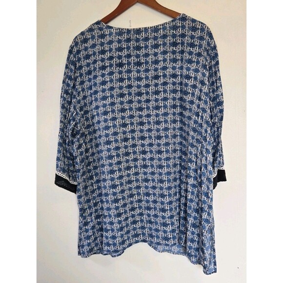 Beaches and Boho Tunic Womens 2X Plus 3/4 Sleeve Boho Floral Artsy Gypsy Indie - Picture 5 of 7